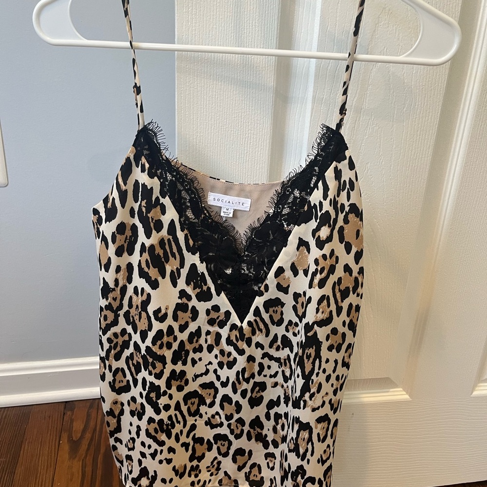 Socialite Leopard Lace Cami